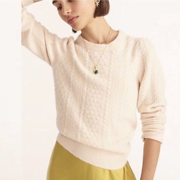 The Drop Women's Gloria Puff-Sleeve Cable-Knit Sweater - Cozy Regular Fit Knit Top With Statement Sleeves